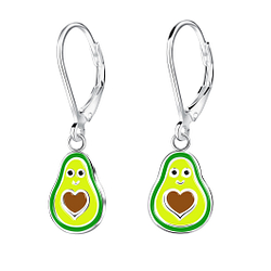 Wholesale Sterling Silver Avocado Lever Back Earrings - JD14996 Wholesale Sterling Silver Avocado Lever Back Earrings - JD14996