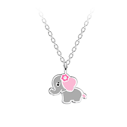 Wholesale Sterling Silver Elephant Necklace - JD23114
