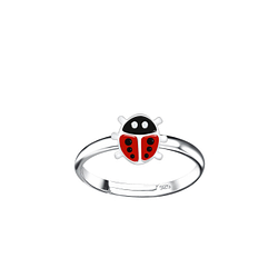 Wholesale Sterling Silver Ladybug Adjustable Ring - JD15051 Wholesale Sterling Silver Ladybug Adjustable Ring - JD15051