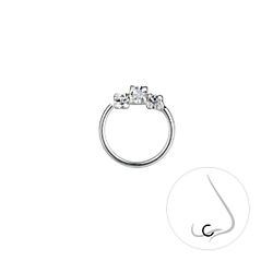 Wholesale Sterling Silver Crystal Nose Ring - JD25885 Wholesale Sterling Silver Crystal Nose Ring - JD25885