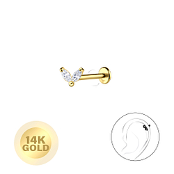 Wholesale 14ct Solid Gold - Geometric Labret with 3mm Disc - JD24656 Wholesale 14ct Solid Gold - Geometric Labret with 3mm Disc - JD24656