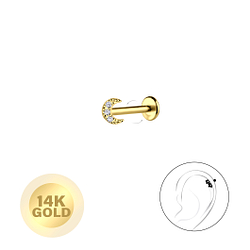 Wholesale 14ct Solid Gold - Moon Labret with 3mm Disc - JD24660 Wholesale 14ct Solid Gold - Moon Labret with 3mm Disc - JD24660