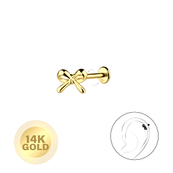 Wholesale 14ct Solid Gold - Bow Labret with 3mm Disc - JD24665