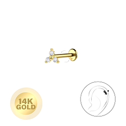 Wholesale 14ct Solid Gold - Flower Labret with 3mm Disc - JD24677 Wholesale 14ct Solid Gold - Flower Labret with 3mm Disc - JD24677
