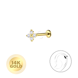 Wholesale 14ct Solid Gold - Flower Labret with 3mm Disc - JD24678 Wholesale 14ct Solid Gold - Flower Labret with 3mm Disc - JD24678