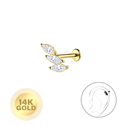 Wholesale 14ct Solid Gold - Geometric Labret with 3mm Disc - JD24679 Wholesale 14ct Solid Gold - Geometric Labret with 3mm Disc - JD24679