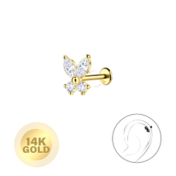 Wholesale 14ct Solid Gold - Butterfly Labret with 3mm Disc - JD24683 Wholesale 14ct Solid Gold - Butterfly Labret with 3mm Disc - JD24683