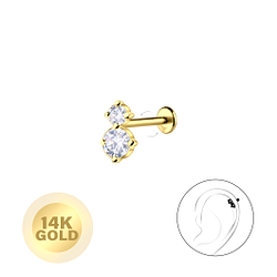 Wholesale 14ct Solid Gold - Geometric Labret with 3mm Disc - JD24687 Wholesale 14ct Solid Gold - Geometric Labret with 3mm Disc - JD24687