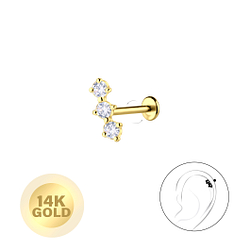 Wholesale 14ct Solid Gold - Geometric Labret with 3mm Disc - JD24688 Wholesale 14ct Solid Gold - Geometric Labret with 3mm Disc - JD24688