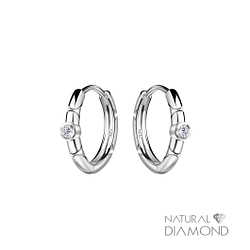 Wholesale 11mm Sterling Silver Round Huggie Earrings With Diamond - JD22708