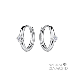 Wholesale 11mm Sterling Silver Square Huggie Earrings With Diamond - JD22714