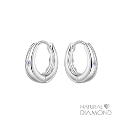 Wholesale 12mm Sterling Silver Single Stone Huggie Earrings With Diamond - JD22718 Wholesale 12mm Sterling Silver Single Stone Huggie Earrings With Diamond - JD22718
