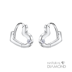 Wholesale 11mm Sterling Silver Heart Huggie Earrings With Diamond - JD22722 Wholesale 11mm Sterling Silver Heart Huggie Earrings With Diamond - JD22722