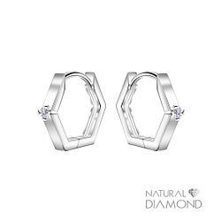 Wholesale 11mm Sterling Silver Geometric Huggie Earrings With Diamond - JD22724 Wholesale 11mm Sterling Silver Geometric Huggie Earrings With Diamond - JD22724