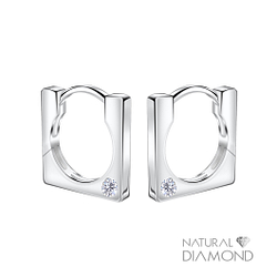 Wholesale 11mm Sterling Silver Square Huggie Earrings With Diamond - JD22726
