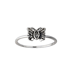 Wholesale Sterling Silver Butterfly Crystal Ring - JD26087 Wholesale Sterling Silver Butterfly Crystal Ring - JD26087