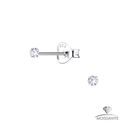 Wholesale 2mm Round Moissanite Sterling Silver Ear Studs - JD25774 Wholesale 2mm Round Moissanite Sterling Silver Ear Studs - JD25774