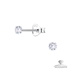 Wholesale 3mm Round Moissanite Sterling Silver Ear Studs - JD25775 Wholesale 3mm Round Moissanite Sterling Silver Ear Studs - JD25775