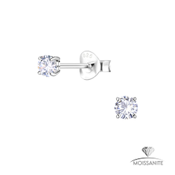 Wholesale 3mm Round Moissanite Sterling Silver Ear Studs - JD25781 Wholesale 3mm Round Moissanite Sterling Silver Ear Studs - JD25781