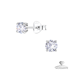 Wholesale 4mm Round Moissanite Sterling Silver Ear Studs - JD25782 Wholesale 4mm Round Moissanite Sterling Silver Ear Studs - JD25782