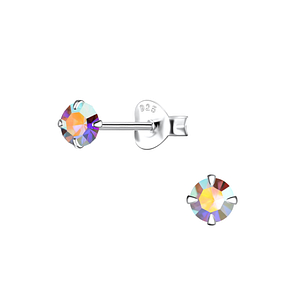 Wholesale 4mm Round Crystal Sterling Silver Ear Studs - JD1472