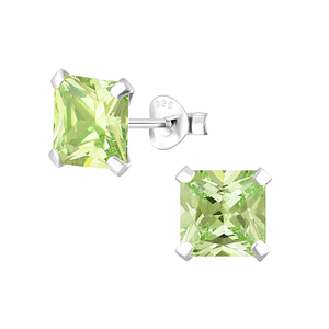 Wholesale 7mm Square Cubic Zirconia Sterling Silver Ear Studs - JD1335