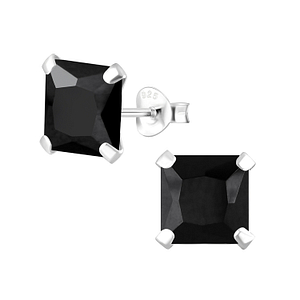 Wholesale 8mm Square Cubic Zirconia Sterling Silver Ear Studs - JD1336