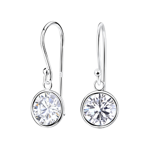 Wholesale 8mm Round Cubic Zirconia Sterling Silver Earrings - JD1983
