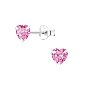 Wholesale 5mm Heart Cubic Zirconia Sterling Silver Ear Studs - JD2017