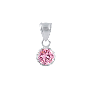 Wholesale 6mm Round Cubic Zirconia Sterling Silver Pendant - JD1958