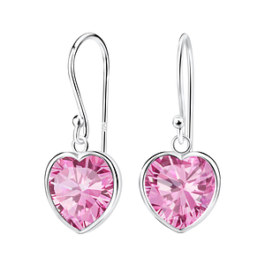 Wholesale 10mm Heart Cubic Zirconia Sterling Silver Earrings - JD2085