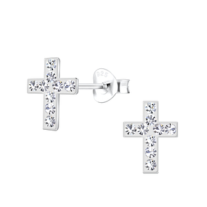 Wholesale Sterling Silver Cross Ear Studs - JD2117