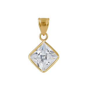 Wholesale 8mm Square Cubic Zirconia Sterling Silver Pendant - JD2295