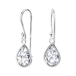Wholesale 7x10mm Pear Cubic Zirconia Sterling Silver Earrings - JD2443