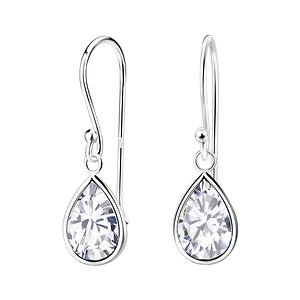 Wholesale 7x10mm Pear Cubic Ziconia Sterling Silver Earrings - JD2443