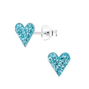 Wholesale Sterling Silver Heart Crystal Ear Studs - JD2993