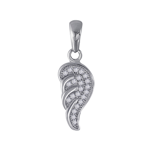 Wholesale Sterling Silver Angel Wing Cubic Zirconia Pendant - JD3046
