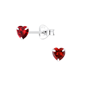 Wholesale 4mm Heart Cubic Zirconia Sterling Silver Ear Studs - JD1341