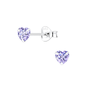 Wholesale 4mm Heart Cubic Zirconia Sterling Silver Ear Studs - JD1341