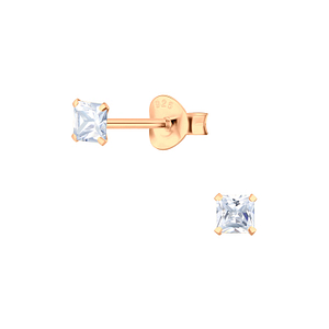 Wholesale 3mm Square Cubic Zirconia Sterling Silver Ear Studs - JD3156