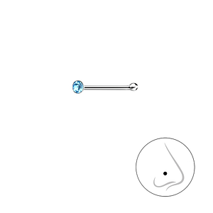 Wholesale 1.5mm Round Crystal Sterling Silver Nose Stud With Ball - JD3307