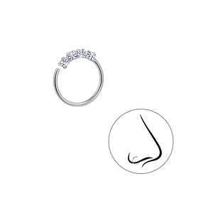 Wholesale Crystal Sterling Silver Nose Ring - JD3415
