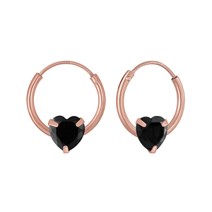 Wholesale 4mm Heart Cubic Zirconia Sterling Silver Ear Hoops - JD3716