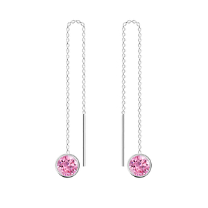 Wholesale 6mm Round Cubic Zirconia Sterling Silver Thread Through Earrings - JD4677