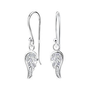 Wholesale Sterling Silver Wing Cubic Zirconia Earrings - JD4535