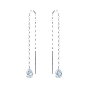 Wholesale 4X6 Pear Cubic Zirconia Sterling Silver Thread Through Earrings - JD4671