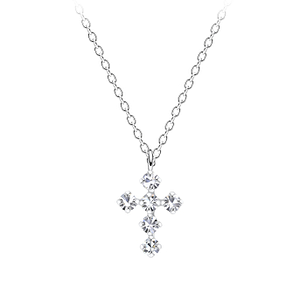 Wholesale Sterling Silver Cross Crystal Necklace - JD5161