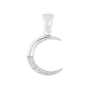 Wholesale Sterling Silver Cubic Zirconia Moon Pendant - JD5021