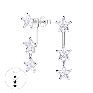 Wholesale Sterling Silver Star Cubic Zirconia Ear Jacket - JD5334