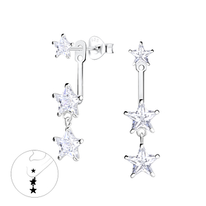 Wholesale Sterling Silver Star Cubic Zirconia Ear Jacket - JD5366